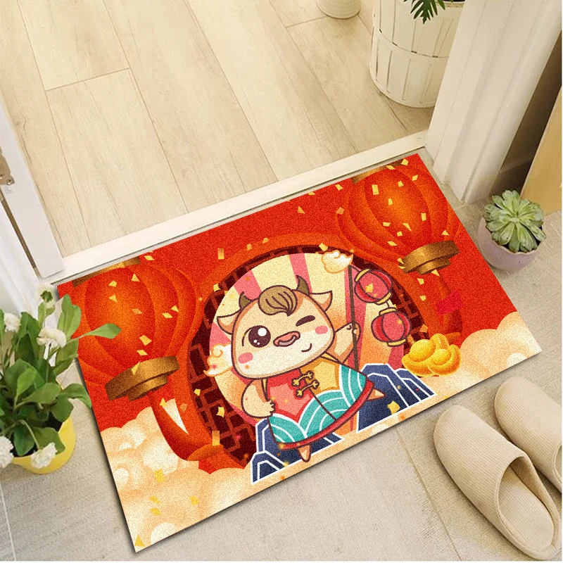 Vibrant charm Chinese area carpet Chinese style Year of the Ox mat Unique decoration Chinese New Year carpet sale discount carpe
