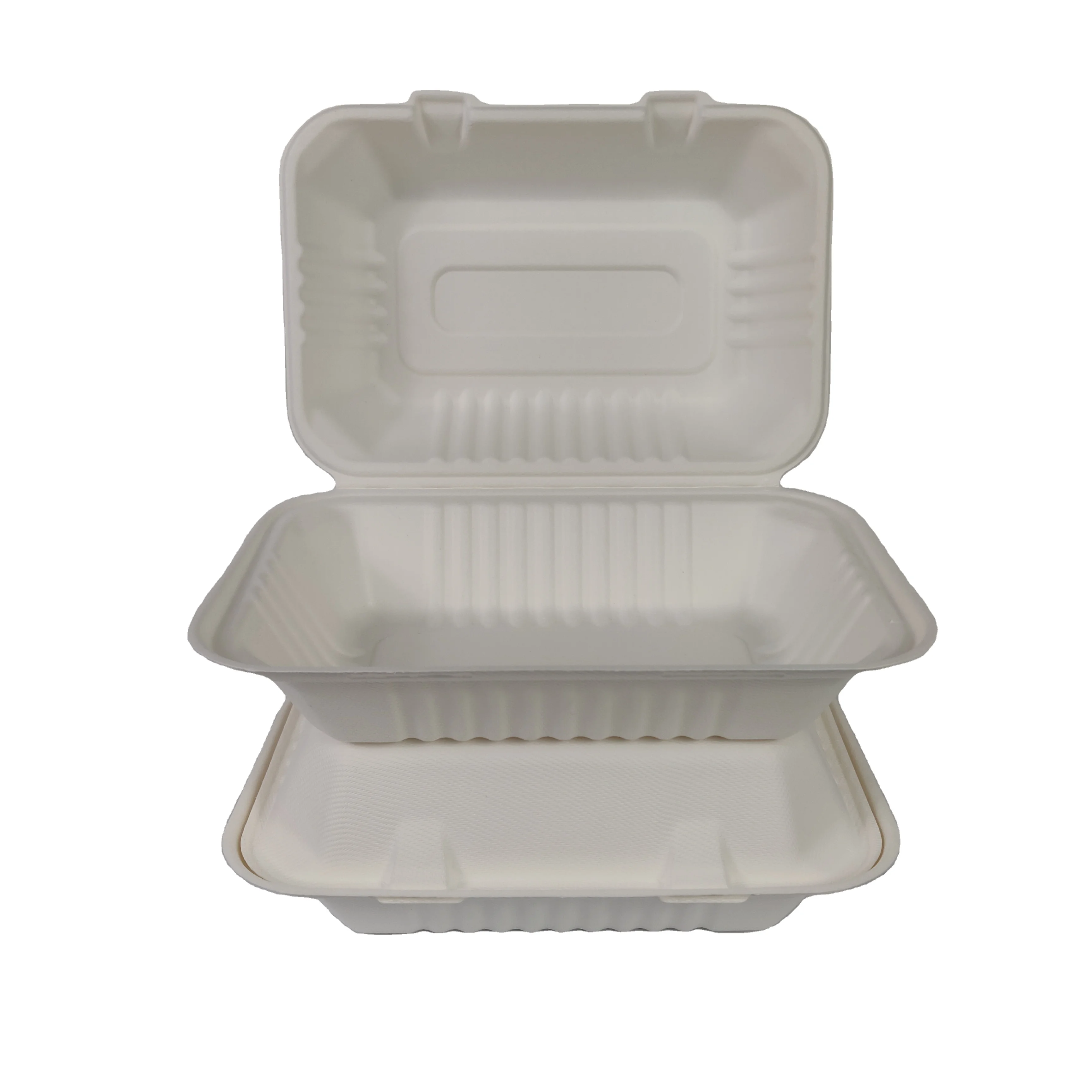 Tomato  Biodegradable sugarcane bagasse food container 9x6 clamshell compostable container bagasse hinged container