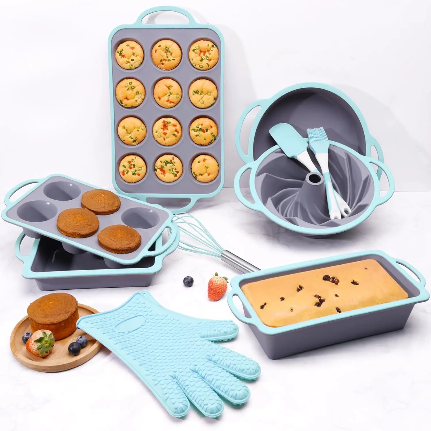 Square Baking Pan 10 in1 Silicone Hot Selling Baking Dish with handle Rectangular Baking for Cooking Bakeware Nonstick Silicone