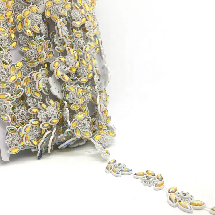 Оптовая продажа, желтый горный хрусталь LP192, акриловый пластик, горный хрусталь, обрезка горного хрусталя, цепь для платья