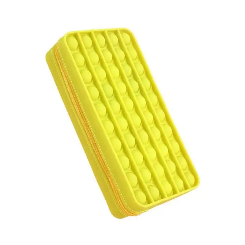 Silicone fidget push pop bubble toy pencil bag stress relief student kit pop pencil case