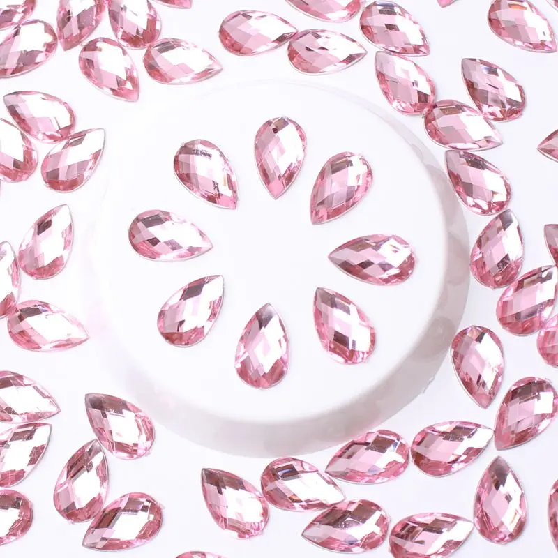 Earth Acrylic Rhinestones Water Droplet 8 x13mm 2000Pcs Color Flat Back DIY Decoration Nail Art Eyebrow Center Decoration