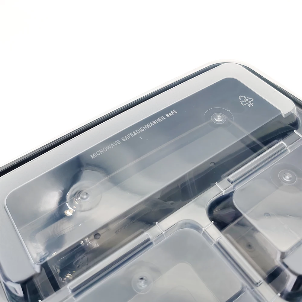 Plastic To Go Containers Food Disposable Black To Go Box 3 Compartment Fo Restaurant