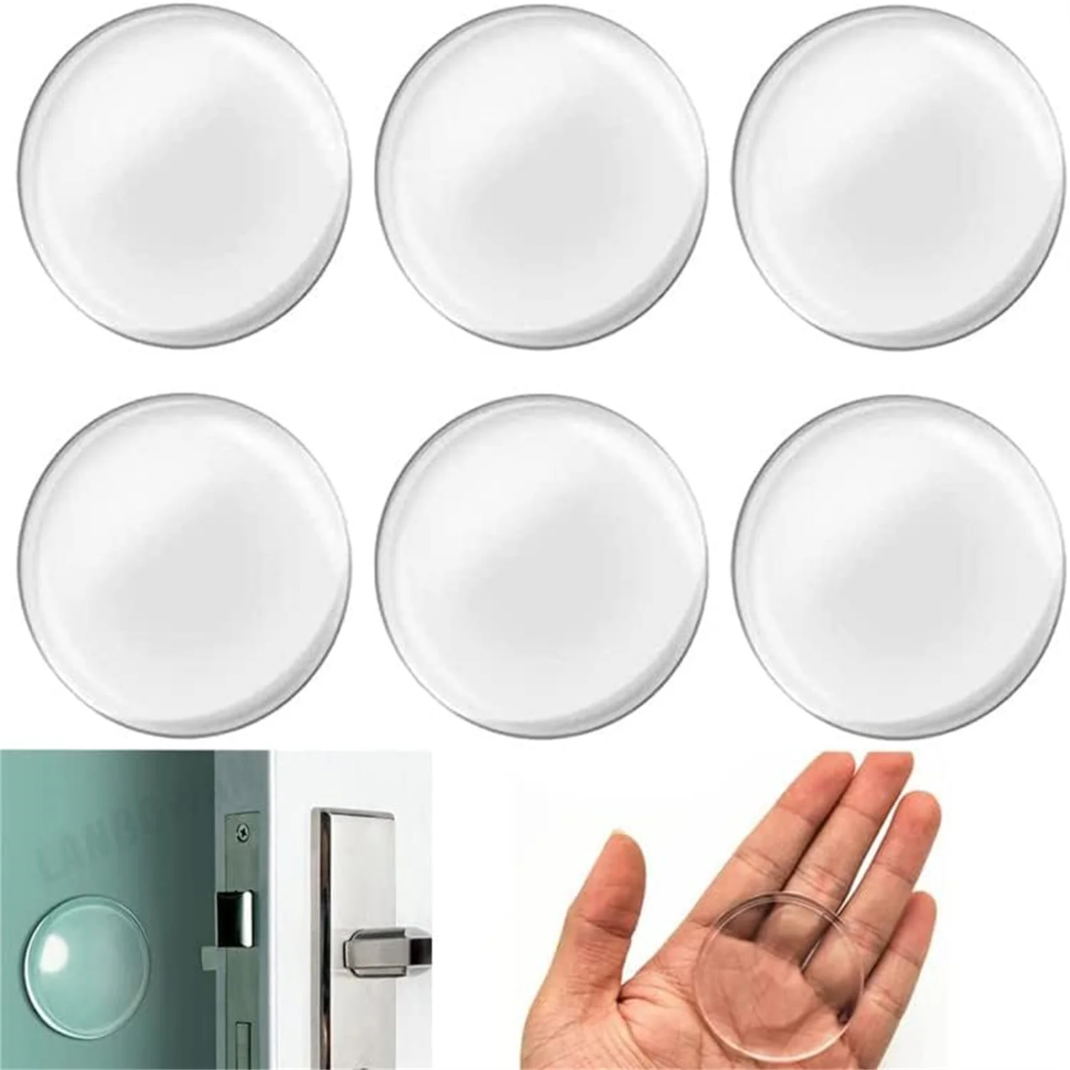 6 pcs per sheet 1.57 inch round clear self adhesive door stopper transparent silicone wall protector rubber bumpers for wall