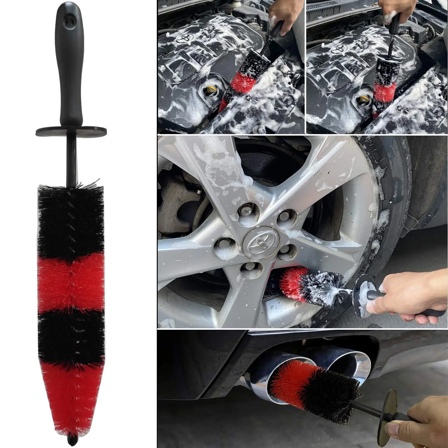 Car Wash Brush Kit Soft Fiber Cleaning Detailing Washing Products for Cars Washer Care Rim Tire Wheel Tyre Cleaner