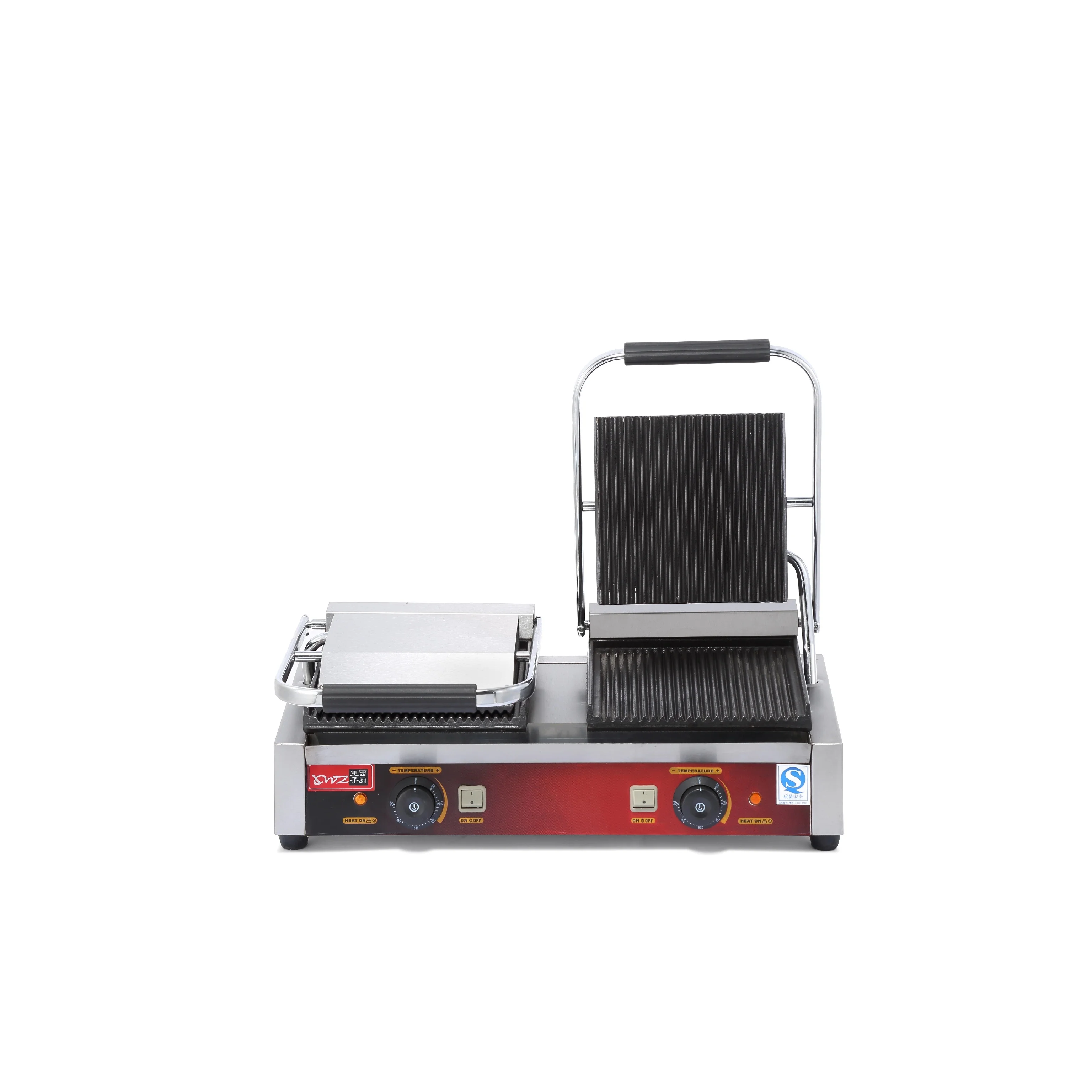 Electric Double Plate Stainless Steel Sandwich Maker Double Heads Commercial Contact BBQ Grills Panini Grill