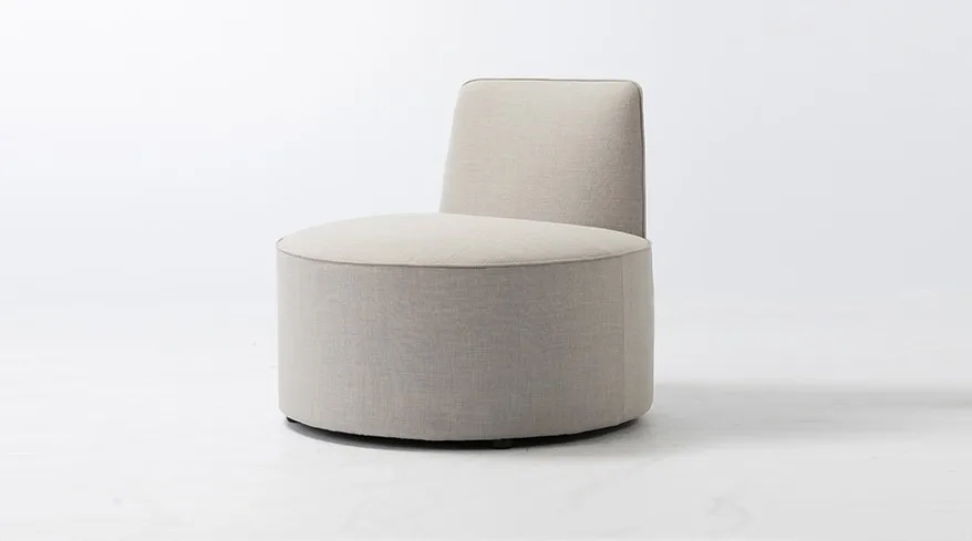 European Style Upholstered Round Fabric Sofa Barrel Chair Lazy Sofa Floor Chair