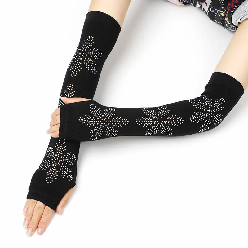 Women Custom Crystal Gloves Long Arm Sleeves Protection Half Finger