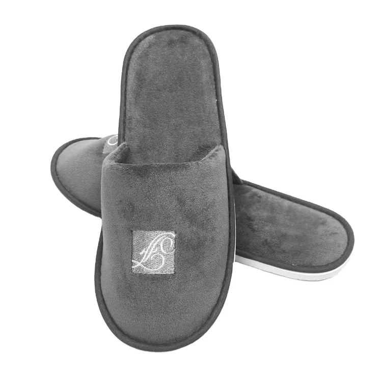 Winter Grey Coral Fleece Hotel Disposable Slippers  Bedroom Slippers 5 Star Hotel