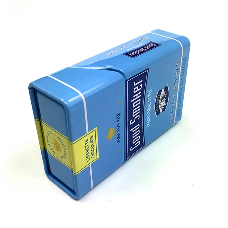 New Arrival High Fashion Custom Print Squared Plain Cigarette Pack Tin Box With Hinged Lid Wholesale