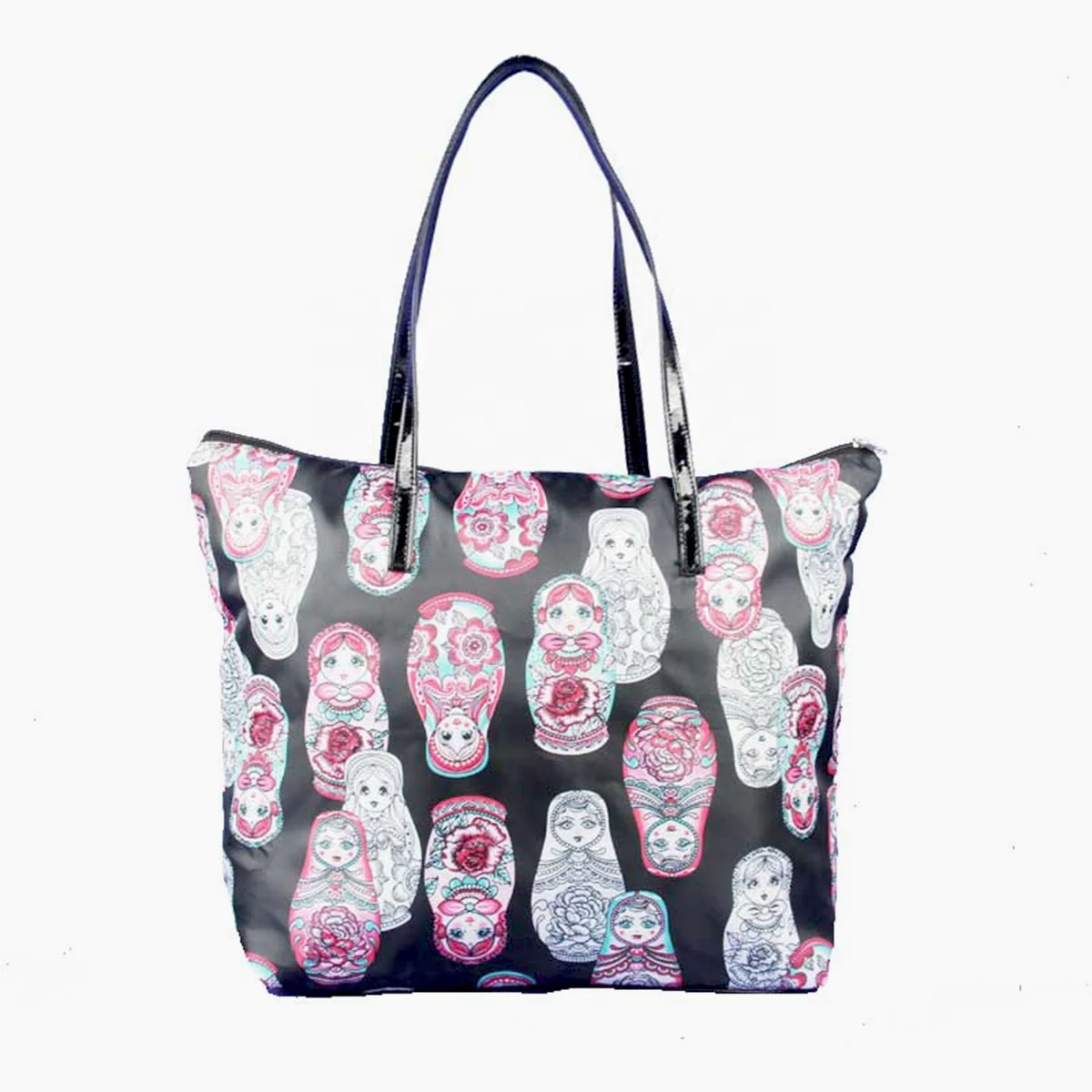 
Best Sell High Quality Elegance Foldable Printed Nylon Women Lady wholesale Vendor OEM Shopping Tote Handbags 