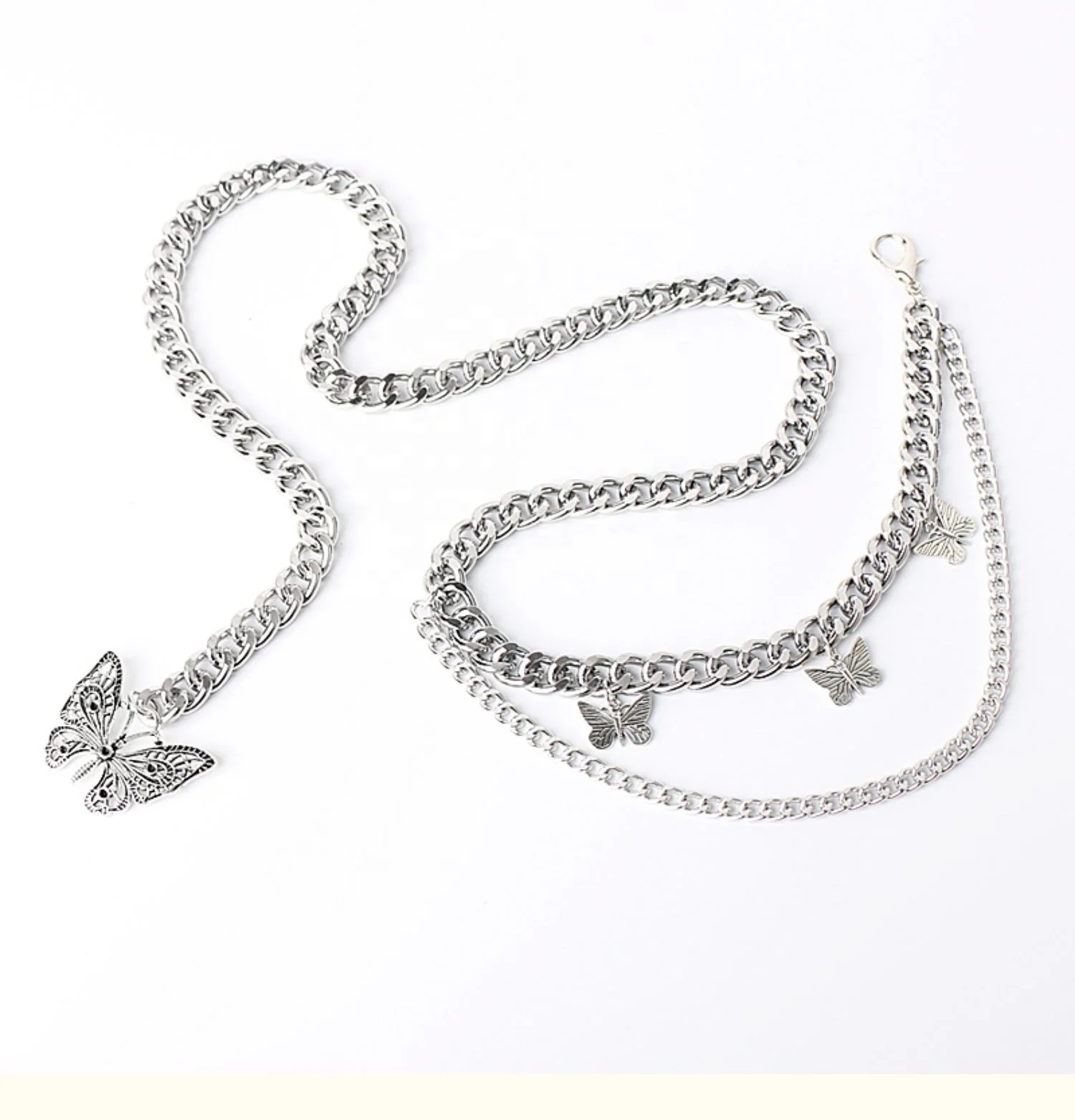 Fashion ladies electroplated metal butterfly belt trendy decorative waist chain