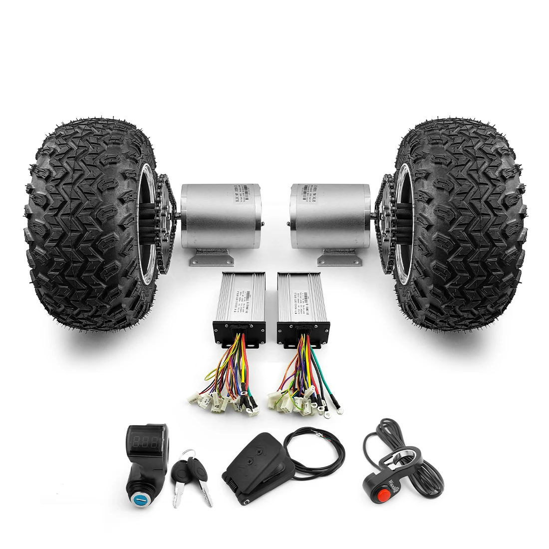48V 2000W 10 Inch Fat Tire Electric ATVs Go Kart Dual Chain Driven High Speed Brushless Motor Conversion Kit With Pedal Throttle