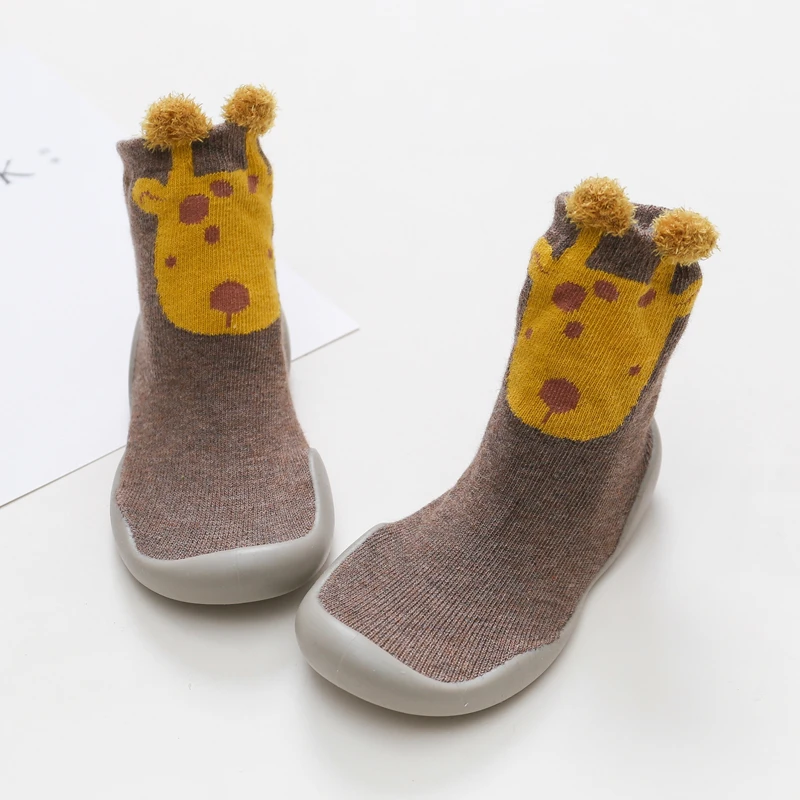 Симпатичные животные мягкие Нескользящие Детские резиновые подошвы махровые хлопковые носки