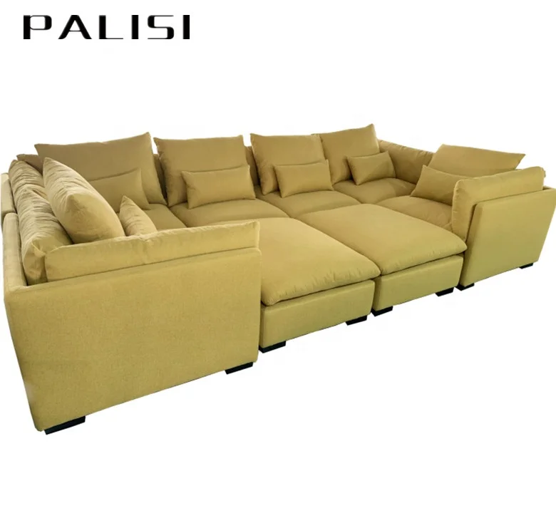 Comfy Goose Feather Sectional Sofa Set freely combined 10 Seat Modular Sofa Cum Bed Set Living Room Furniture Set