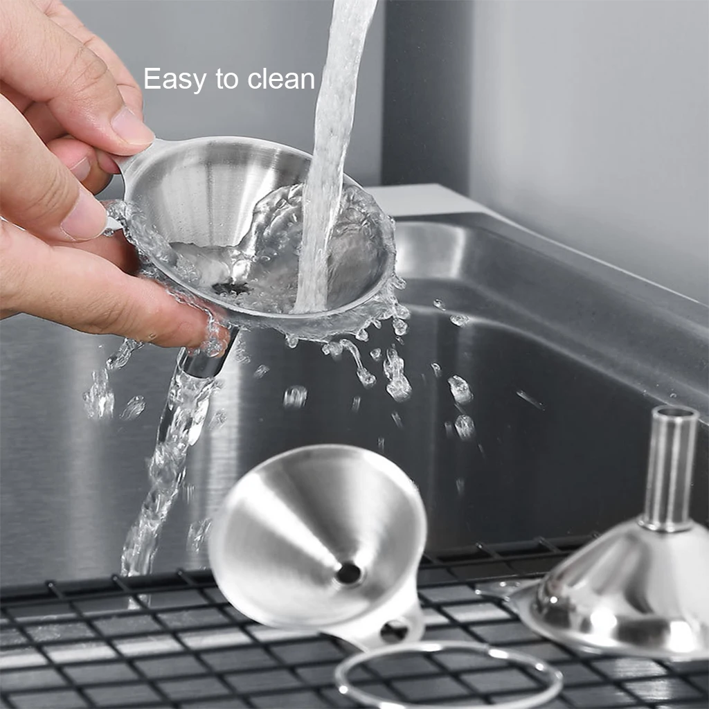 wholesale mini 3pcs portable Custom kitchen metal stainless steel liquid fuel supplement oil protein powder beer funnel