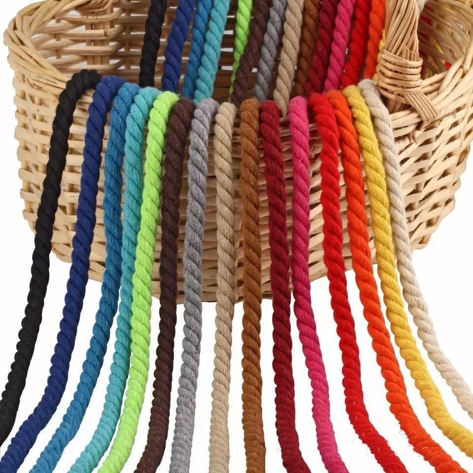 Olian 8mm 10mm 12mm Three strands of Cotton Decorative Ropes Twisted String Braided Organic Shoe Laces Round Rope for DIY