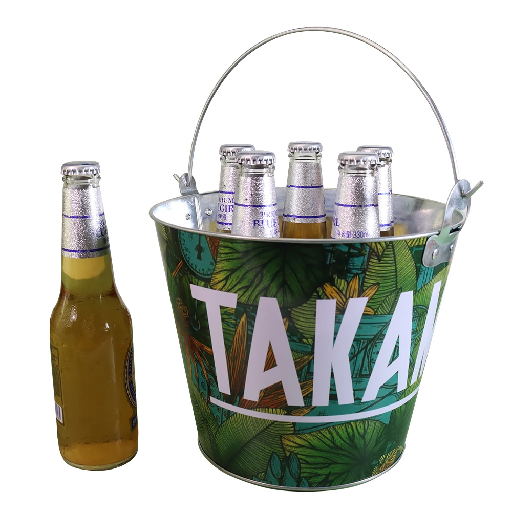 3L 5L 6L 8L 10L 15L 20L 30L round square oval screen printing varnishing galvanized metal beer ice bucket for promotion