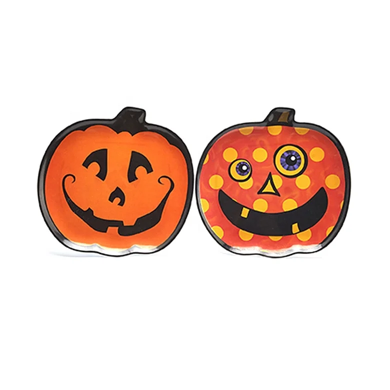 Halloween melamine cheap wholesale home decor serving dishes dinnerware pumpkin plate custom printed wholesale dishes