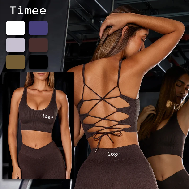 New design crossed back sports bra seamless leggings womens athletic wear sets yoga gym fitness sets