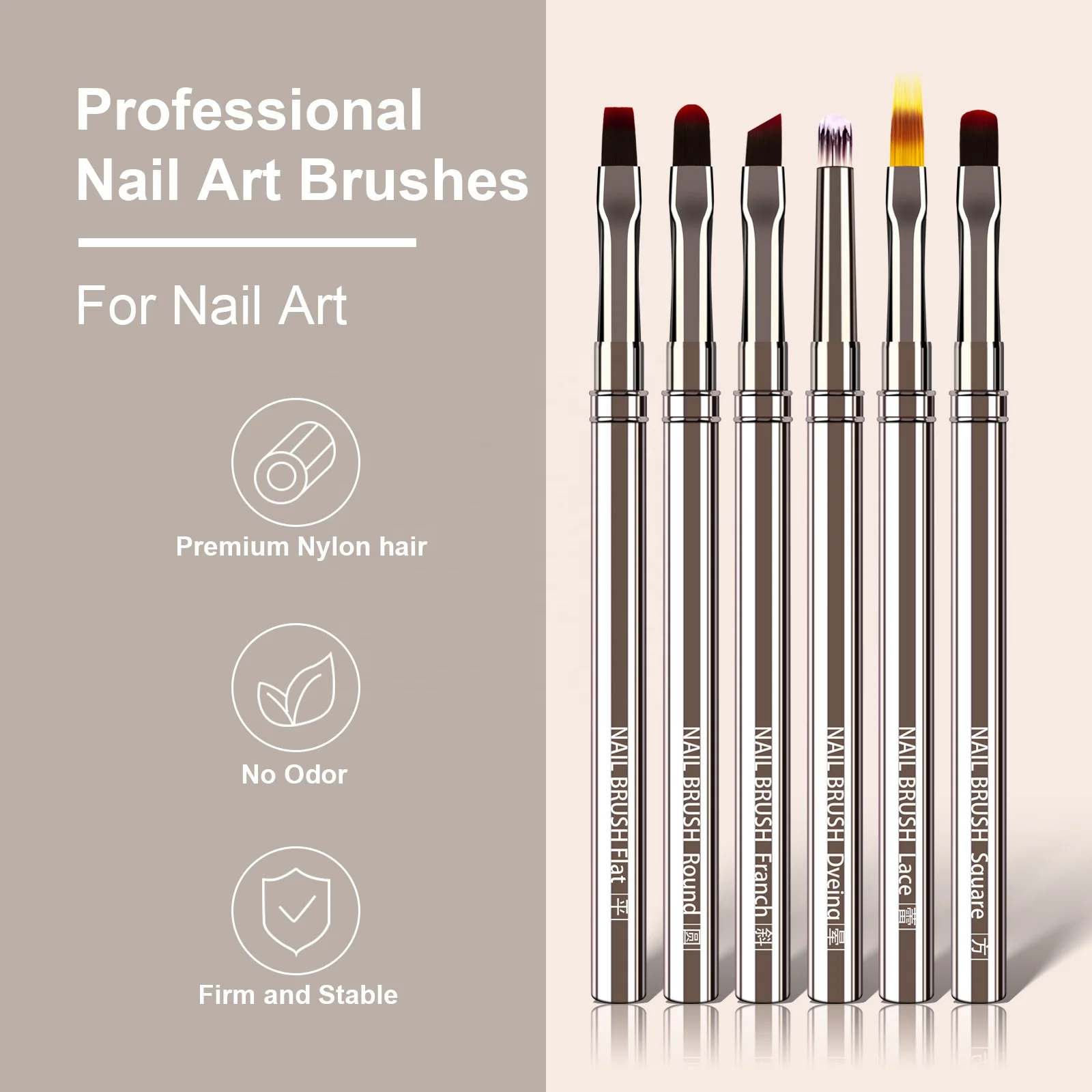 Professional High Quality Metal Handle Painting UV Gel Brush Set nail art brushes Nail Extension Tool Pen for manicure