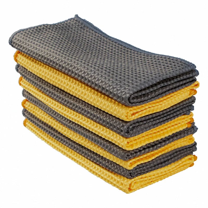 Water Absorbent Lint Free 40x40cm 300gsm Window Glass Microfiber Waffle Car Wash Towel for Auto Detailing Drying Cleaning Cloth