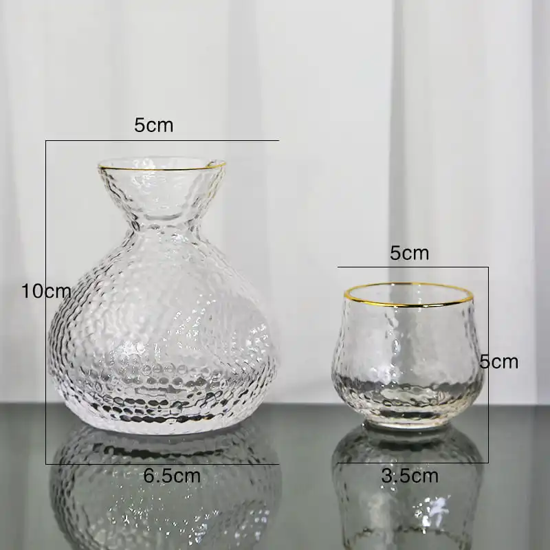 Japanese Rice Wine Pot Set with Hammer Grain Design and Warmer