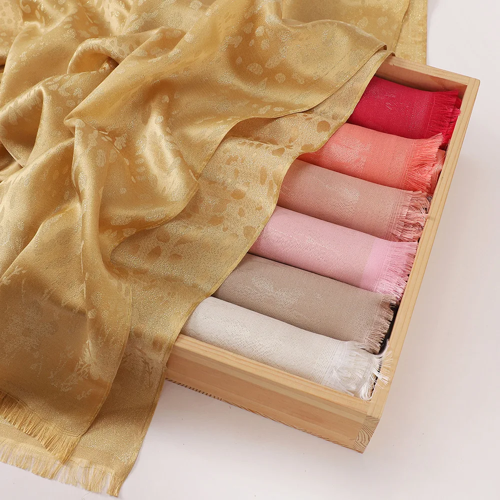 High Quality Malaysia Woman Luxury Ladies Muslims Scarves Summer Scarf Oval Pattern Hijab Women Ethnic Glitter Shimmer Shawl