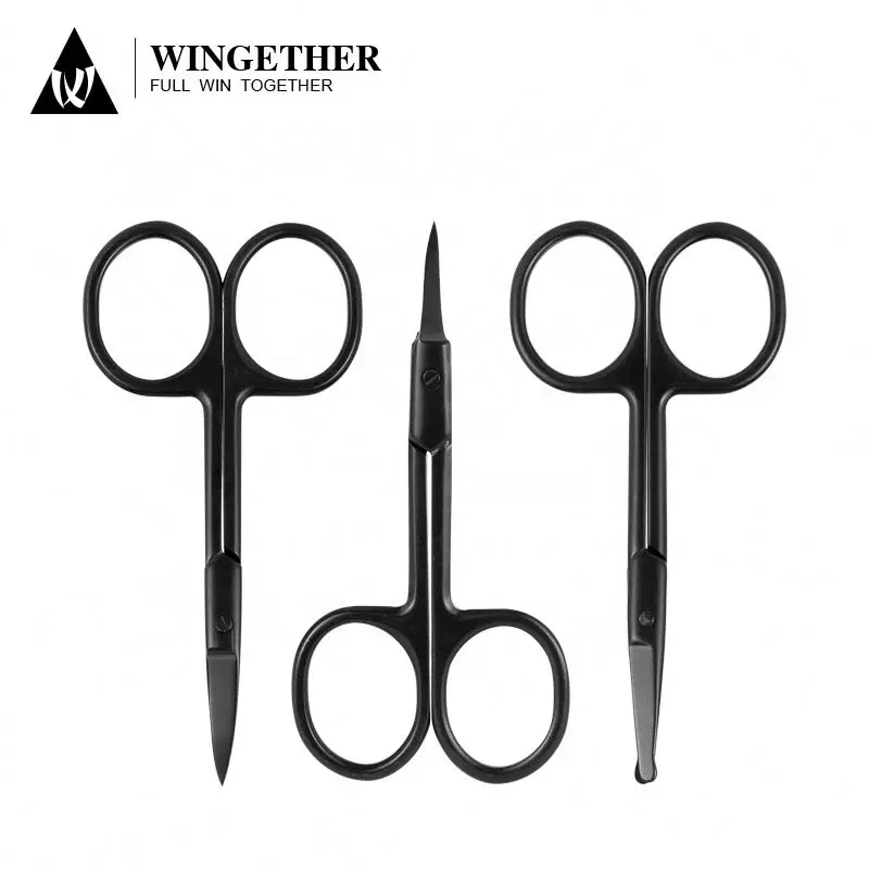 Wingether Stainless Steel Ball Tip Curved Beauty Manicure Eyelash Eyebrow Scissors Curved Tip Scissors