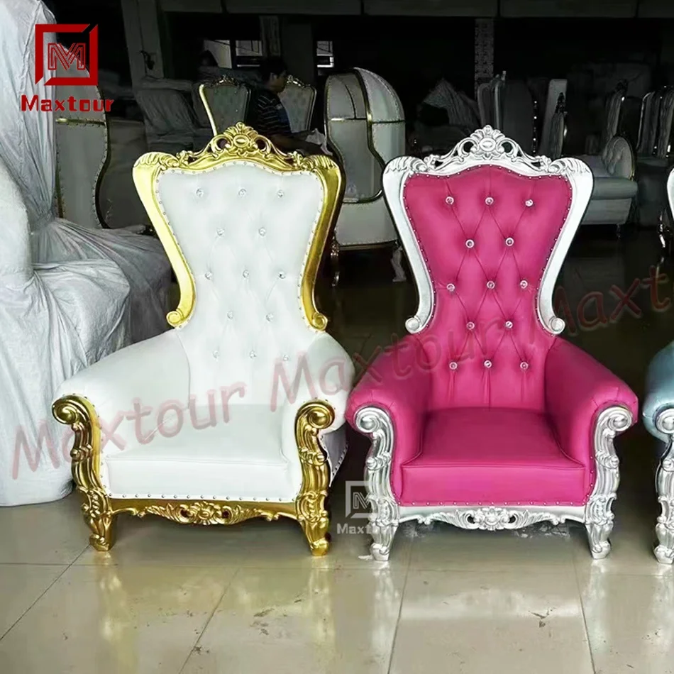 Classic Royal Luxury Children Throne Chair Wedding High Back Hotel Golden King Throne Chair