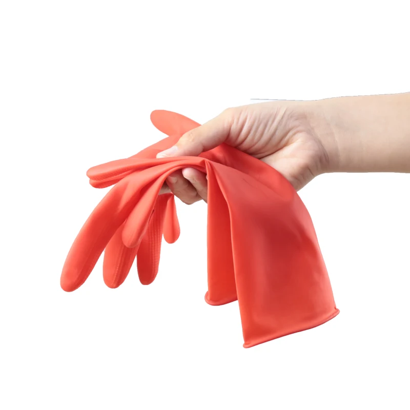 27cm Red Latex Waterproof Safety Housework Dish Washing Gloves Latex Handling Protect Gloves for Laundry Kitchen Household