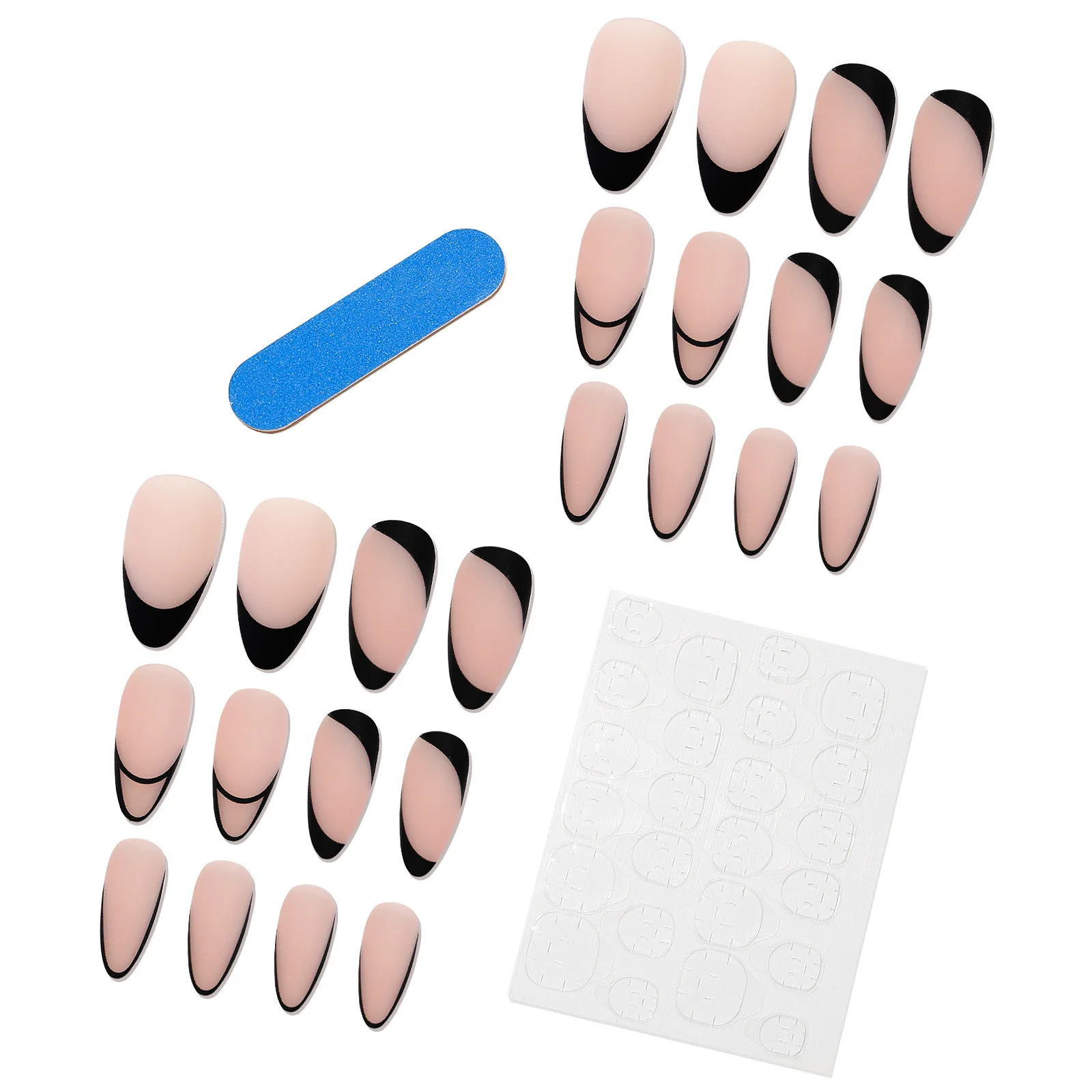 Wholesale Price French Style Black Line Wearing Artificial Nails Press On False Nail Tips