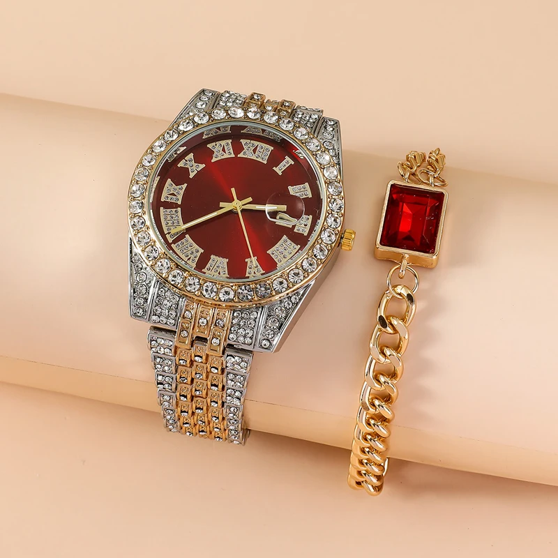 5pcs Set Watches Jewelry Set Luxury Rhinestone Women Fashion Elegant Wristwatch Quartz Watch For Girl Ladies Clock Relogio