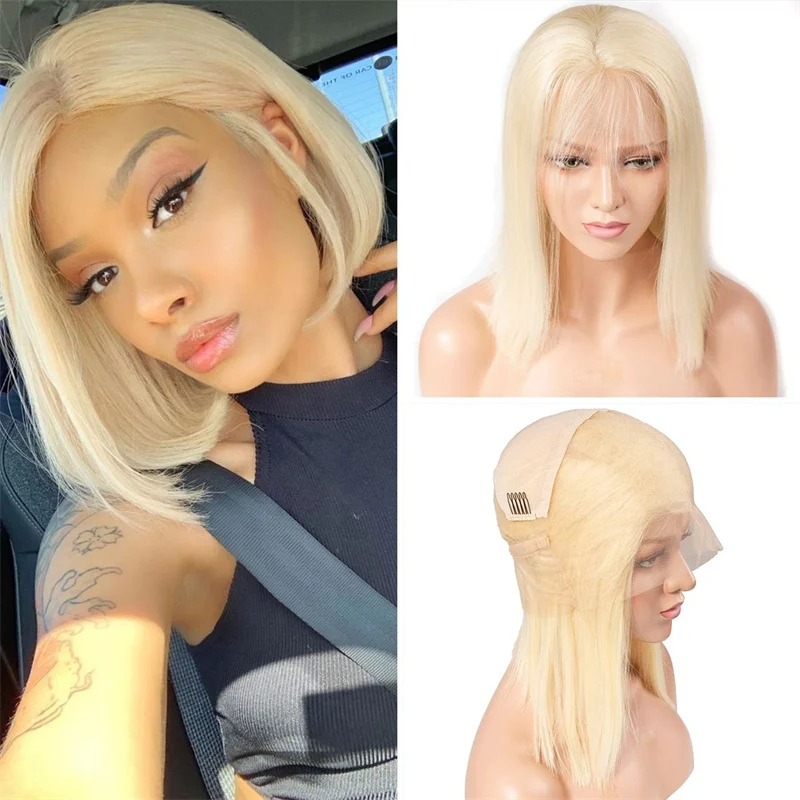 Cheap Peruvian 613 Blonde Colored Bob Wig,Raw Virgin Transparent Hd Full Lace Human Hair Wig,100% Bob Wig Human Hair Lace Front
