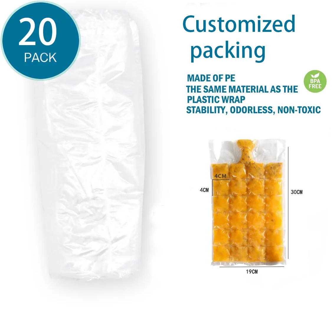 LDPE Plastic Self Sealing Cubes Clear Cooler Disposable Ice Cube Packing Bags