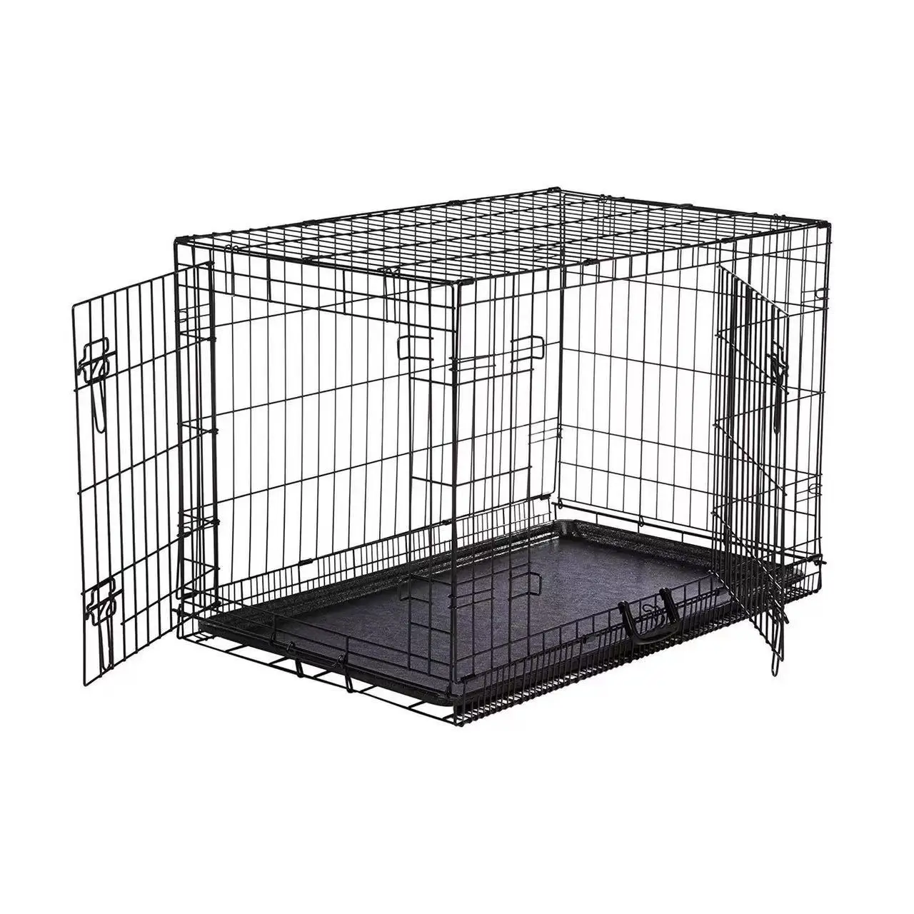 90*58*65cm Manufacturer Supply Black Metal Mesh Pet Dog Cage, Durable Foldable Dog Crate