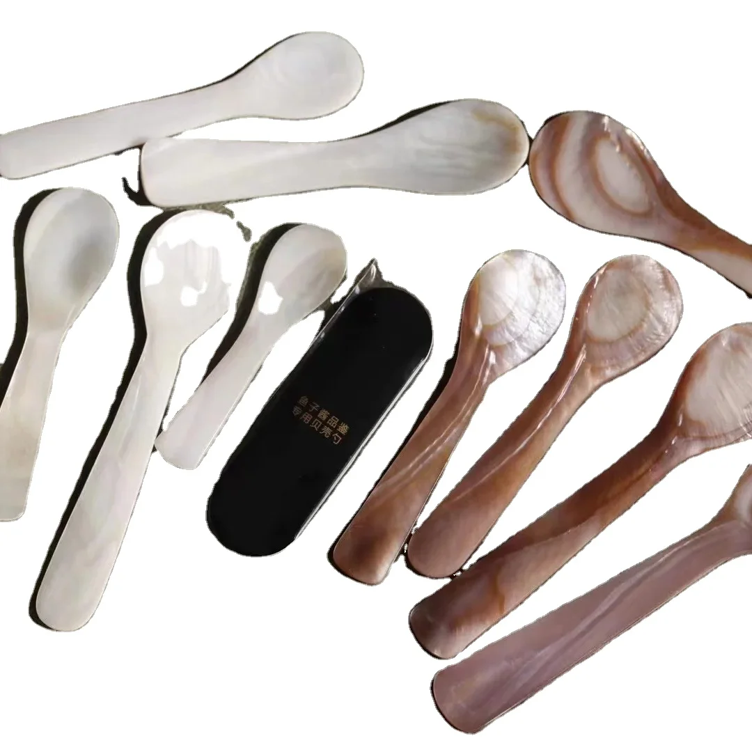 Прямая поставка с завода экологически чистая перламутровая ложка печать логотипа для дегустации икры