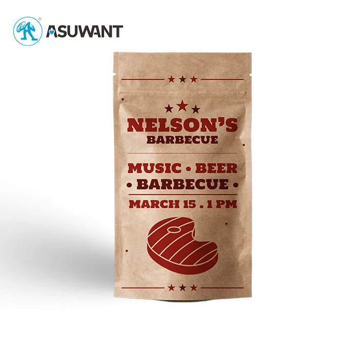 Recyclable Kraft Paper Stand Up Bags 100% Biodegradable Flower Seeds Dried Fruit Bags