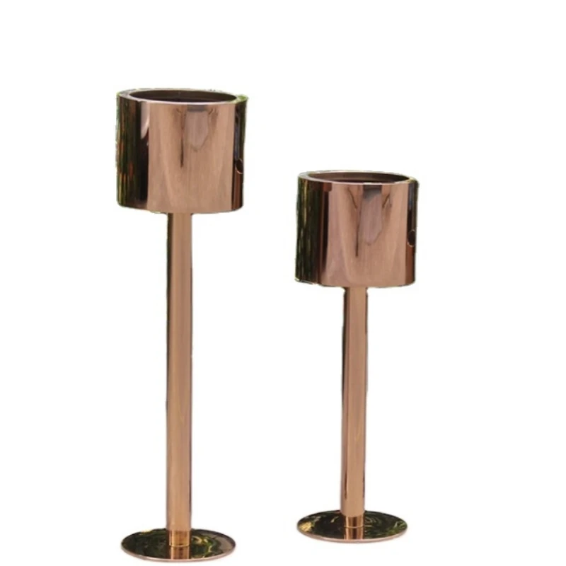 Indoor decoration stainless steel mirror flower pot with stand