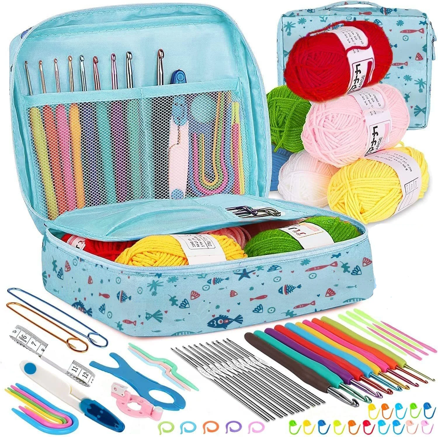 68 pcs set Crochet Kit For Beginners with Sewing Accessories Sewing Tool Kit Crochet Hook Set