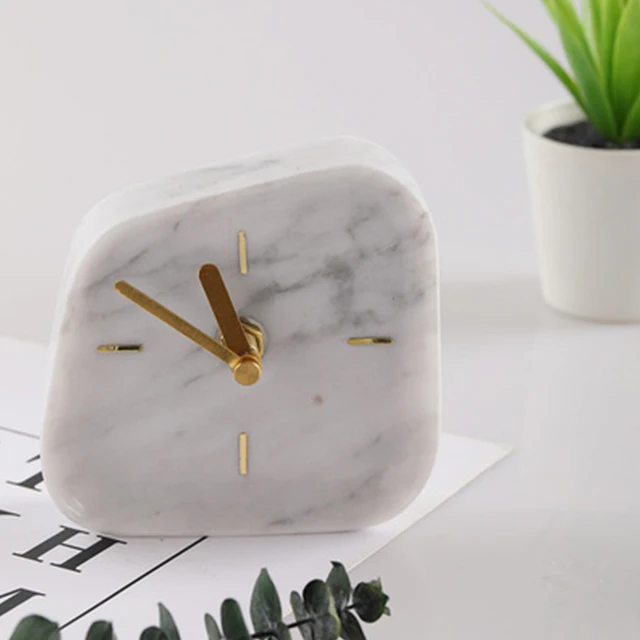 New Simple Nordic Style Clock Marble Desk & Table Digital Alarm Clock Home Decor
