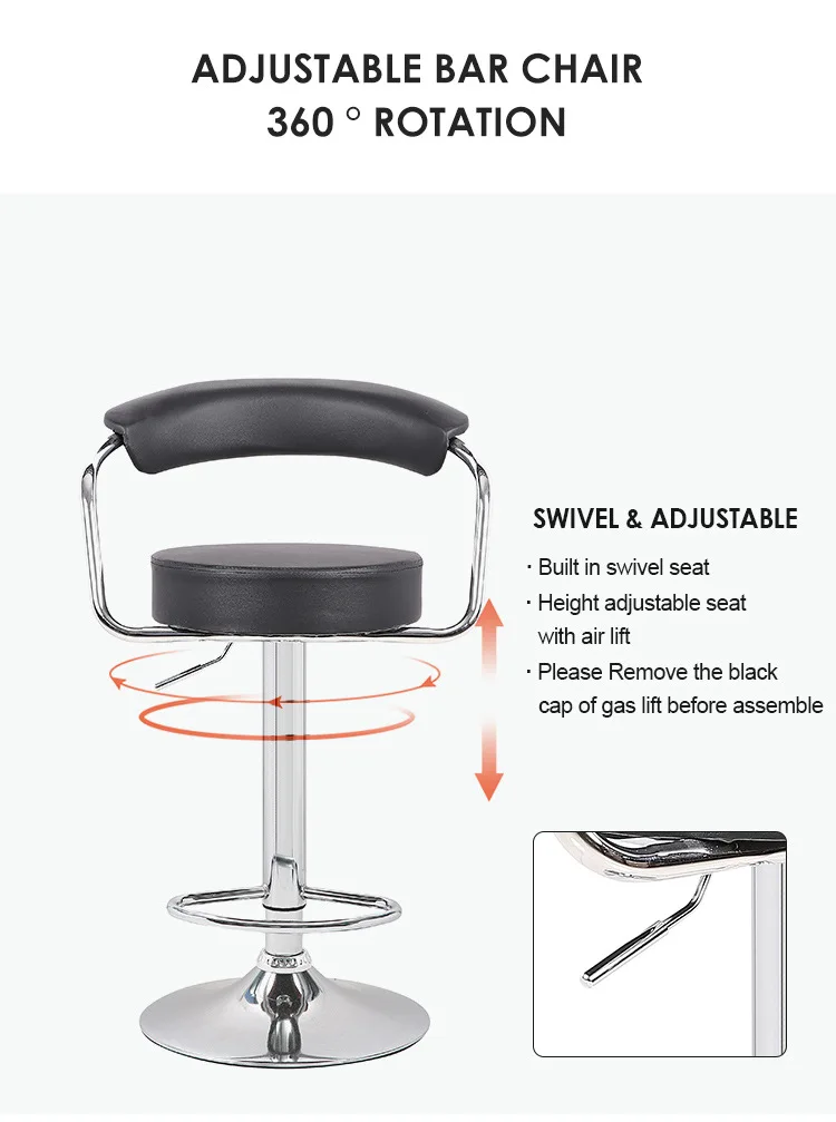 Metal Nordic Kitchen Sillas Para Barra Modern Leather Pu Contoured Back Bar Stool Cafe High Bar Chairs For Bar Table