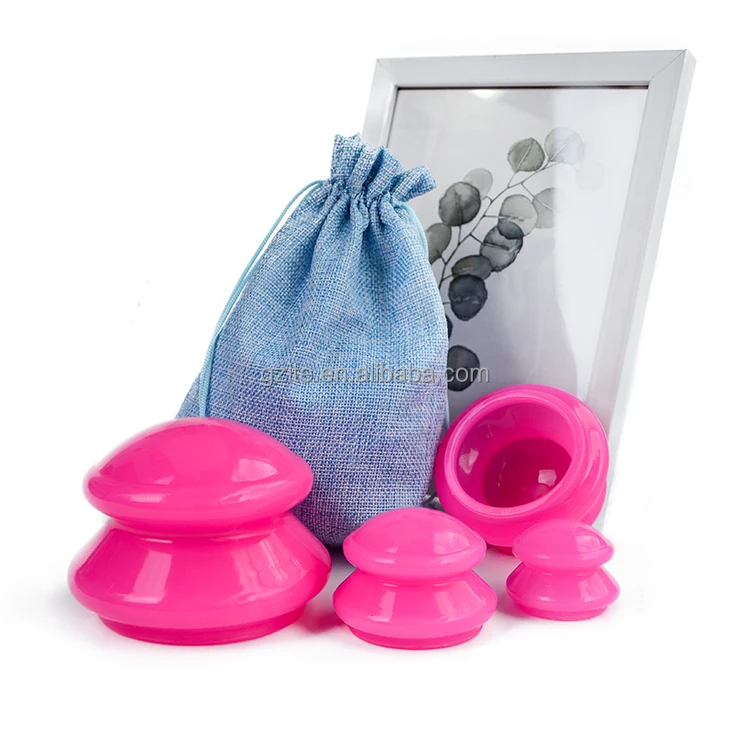 High Quality reused Double-layer Silicone powerful Body massage cupping set 4pack(XL-S)