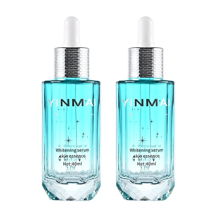 Custom 40 ml 1 oz empty thick bottom pipette packaging serum gradual blue private label long oil glass dropper bottle