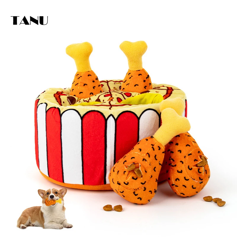 Wholesale Custom Chicken Legs Squeeky Dog Puzzle Game Toys Interactive Enrichment Plush Toy Set For Small Dogs