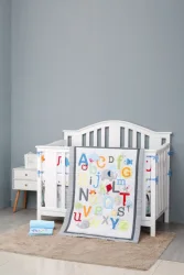 Custom Designer 100% Cotton Organic Applique New Born Boy Girl Crib Nursery Cot Bedding Set