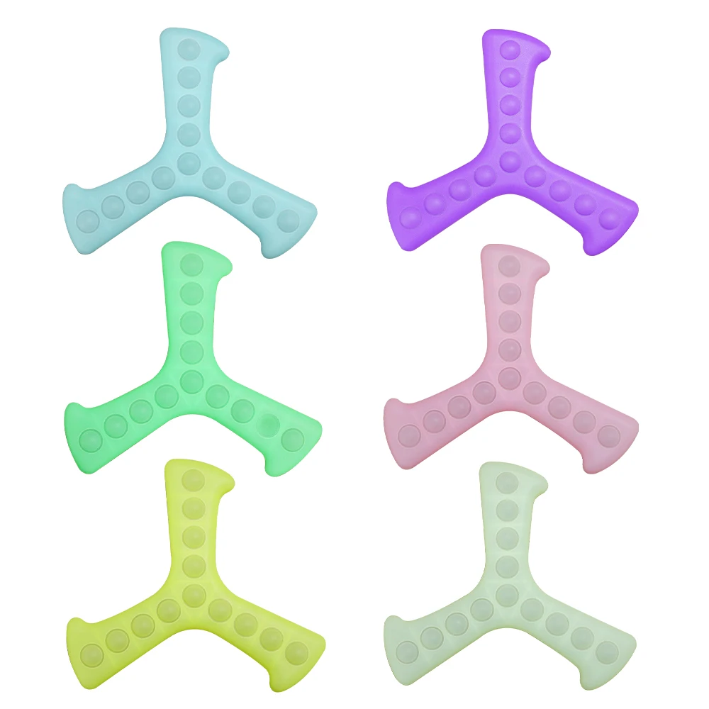 Colorful Kids Toy Silicone Rainbow And Luminous Sensory Push Pop Bubble Darts Fidget Boomerang
