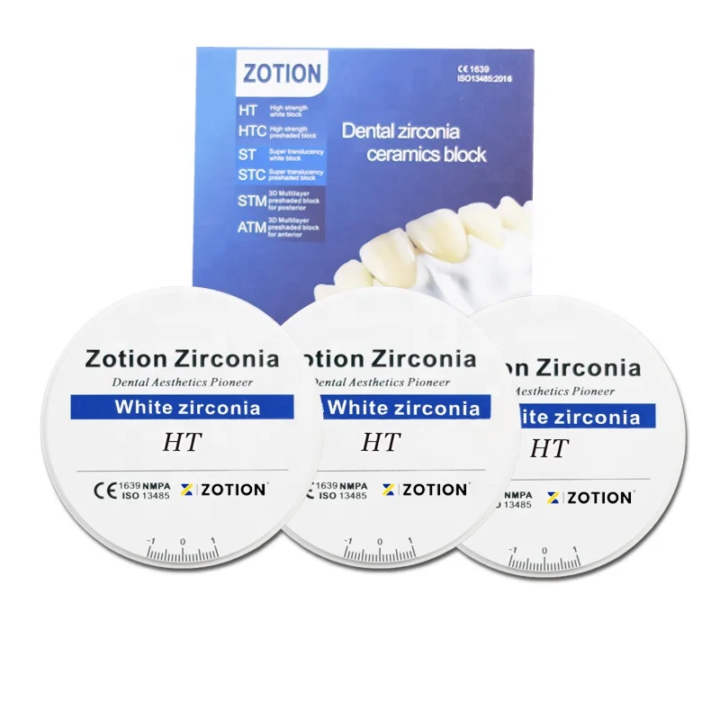 High Translucent ST HT White Zirconium Blank A1 A2 A3 Dental Zirconia Blocks