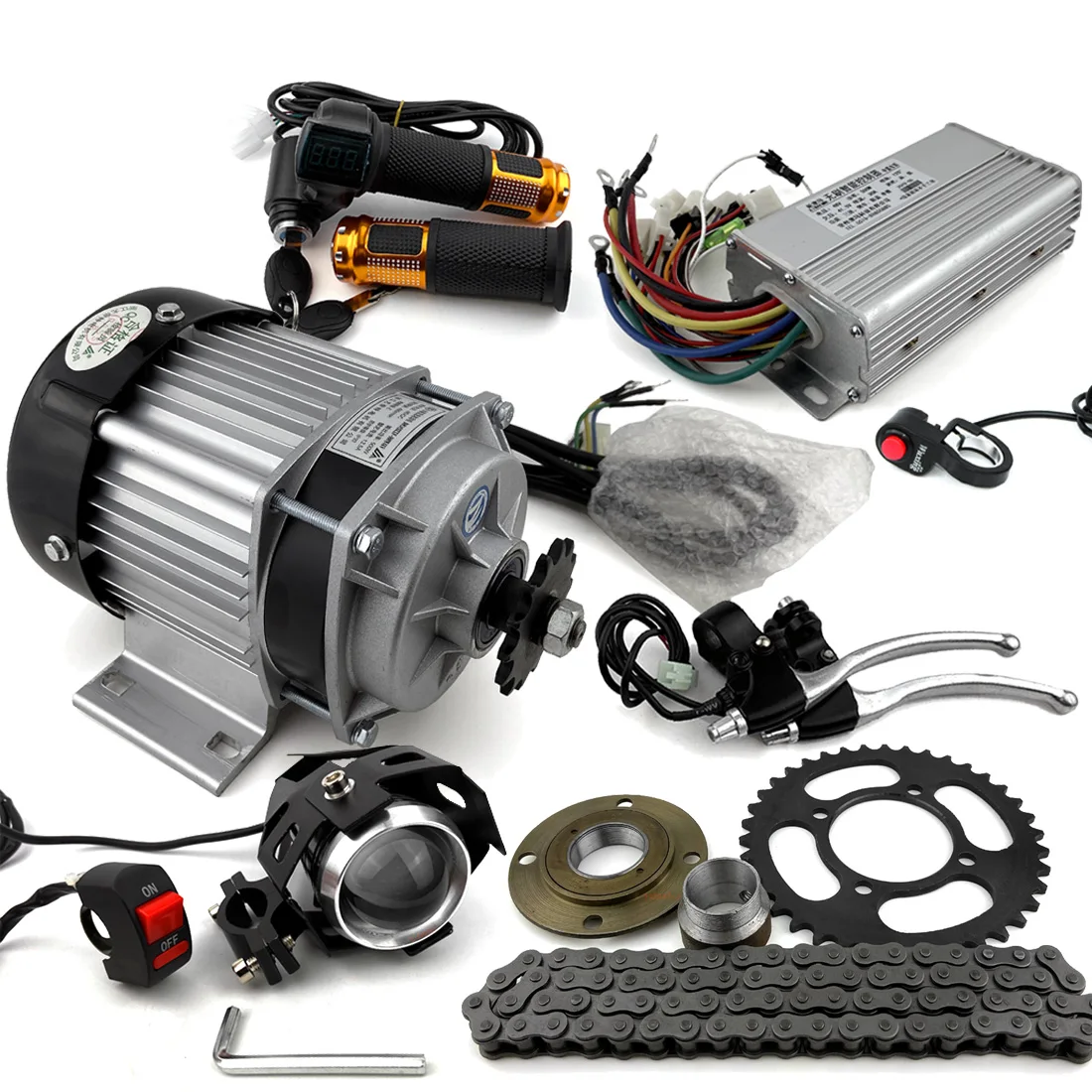  48V 500W Ricksha Bicycle Electric Power Kit With Geared Brushless Motor And Handle Accelerator Controller