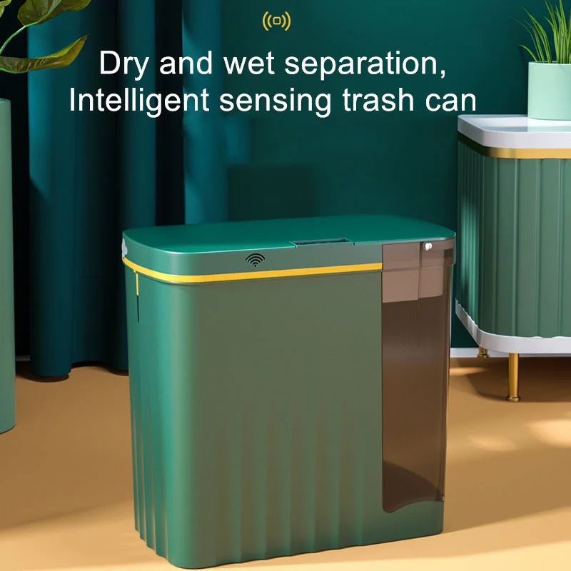 Intelligent Dry and Wet Separation Trash Can Automatic Sensor Dustbin Sensor Electric Waste Bin Induction Dustbin Smart Kitchen
